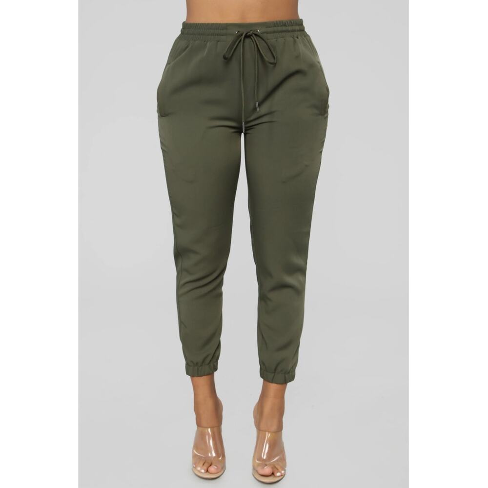 Fashion‎ Nova Stassie Jogger Pants Olive Green Size S NWT